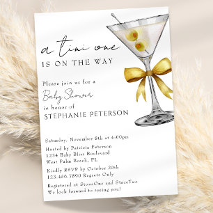 Eine Tini One Minimal Chic Gelbe Martini Babyparty Einladung