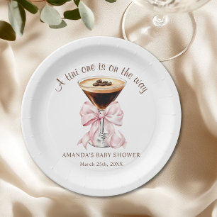 Eine Tini One Pink Schleife Baby Shower Papierplat Pappteller
