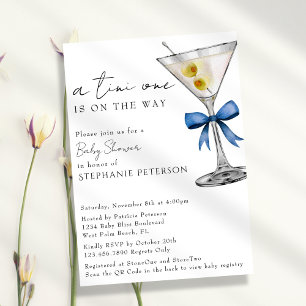 Eine Tini One Simple Minimal Blue Martini Baby Sho Einladung