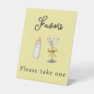Eine Tini One Yellow Favors Martini Baby Shower Sockelschild
