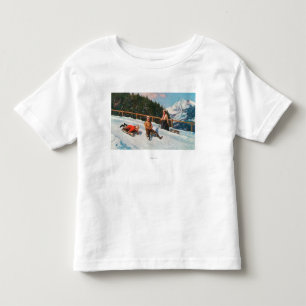 Eine toboggan-Sledding Szene Kleinkind T-shirt
