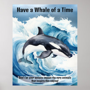 "Eine tolle Zeit haben" Schlüssel-Idiom mit Orca Poster