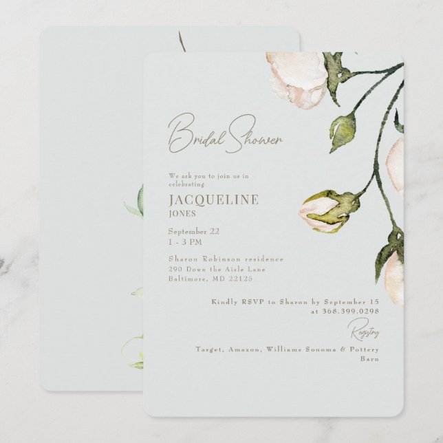 Eine Touch des botanischen Brautparty aus der Blüt Einladung (Vorne/Hinten)