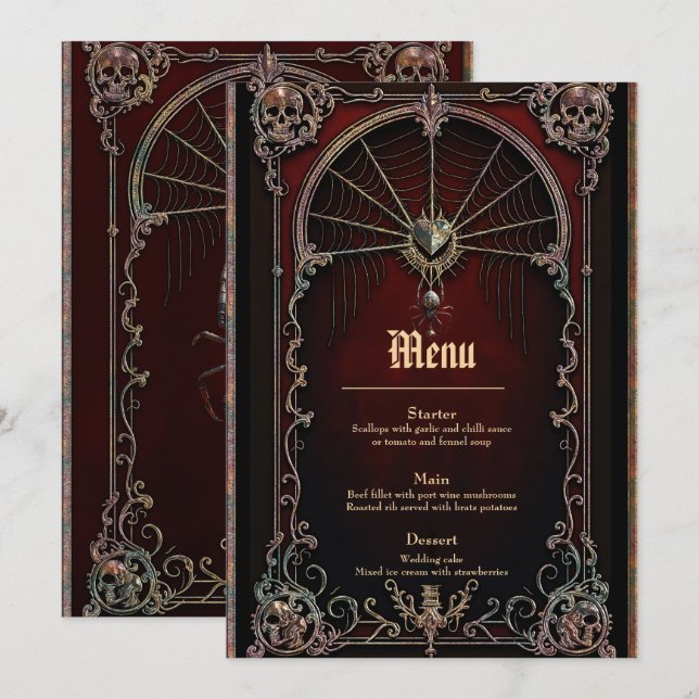 Eine Touch gotischer Magie Menükarte (Vorne/Hinten)