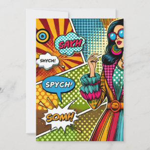 Eine trendige Illustration im Retro-Pop-Stil Einladung