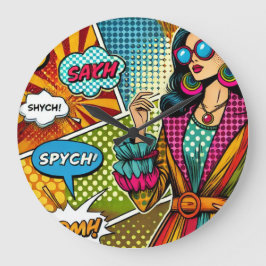 Eine trendige Illustration im Retro-Pop-Stil Große Wanduhr