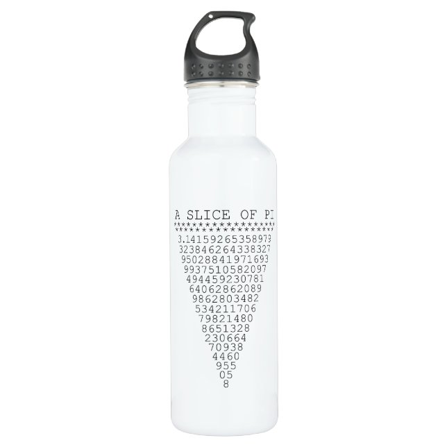 Eine typografische Folie mit Pi Trinkflasche (Vorderseite)
