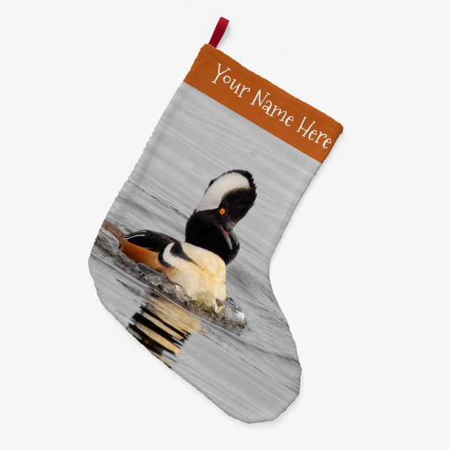 Eine überraschend gehobene Merganser-Duck Großer Weihnachtsstrumpf (Vorderansicht (hängend))