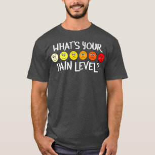 Eine Übersicht über die Schmerzskala bei sonniger  T-Shirt