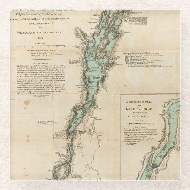Eine Übersicht von See Champlain Glasuntersetzer (Vorderseite)
