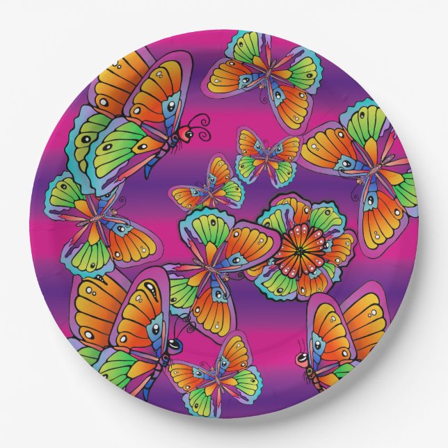 Eine Uhr der Schmetterlinge Pappteller (Vorderseite)