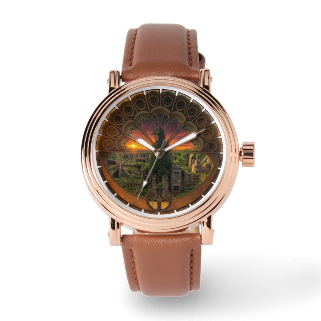 Eine Uhr mit Pfauensymbol innen (Vorderseite)