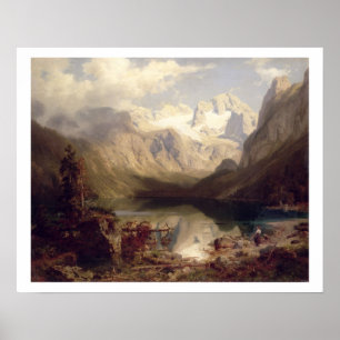 Eine umfangreiche alpine See-Landschaft, 1862 (Öl Poster