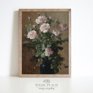 Eine Vase Bouquet von Rose Vintage Malerei Poster