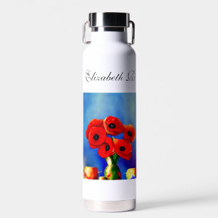 Eine Vase mit Mohn - Malerei - Personalisierbar Trinkflasche