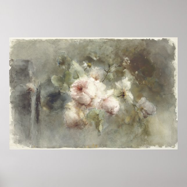 Eine Vase mit Rose von Margaretha Roosenboom (1853 Poster (Vorne)