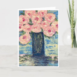 Eine Vase voll mit rosafarbener Peonies-Karte<Blan Einladung