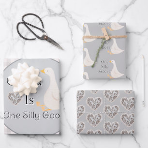 Eine verrückte Gans graues Geburtstagsfeier eines Geschenkpapier Set