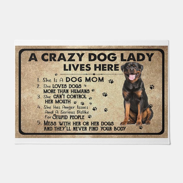 Eine verrückte Hundedame lebt hier, Hunde-Lover-Ge Fußmatte (Vorderseite)