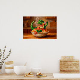 eine verspielt Eidechse, die eine köstliche Pasta Poster