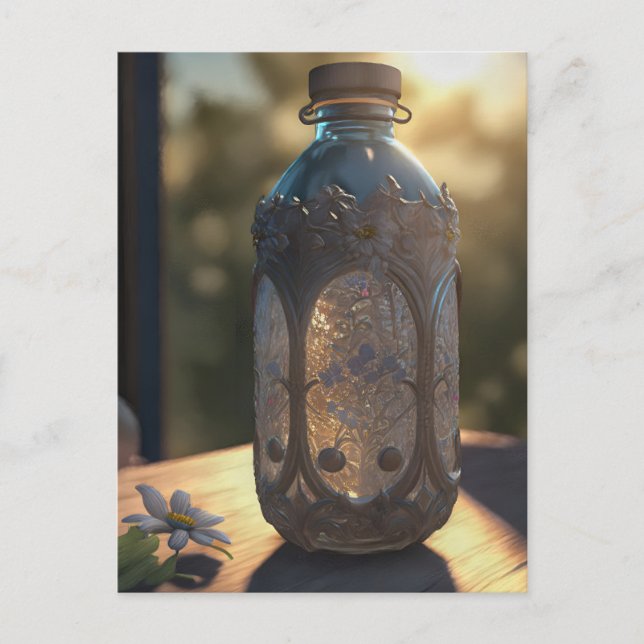 Eine verzierte Flasche Postkarte (Vorderseite)