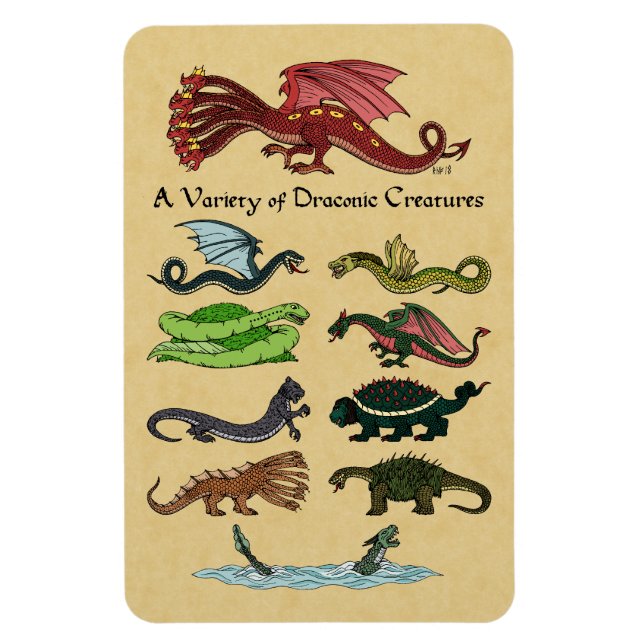 Eine Vielfalt drakonischer Kreaturen Magnet (Vertikal)