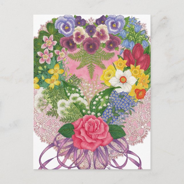 Eine Viktorianische Nosegay Valentine Postkarte (Vorderseite)