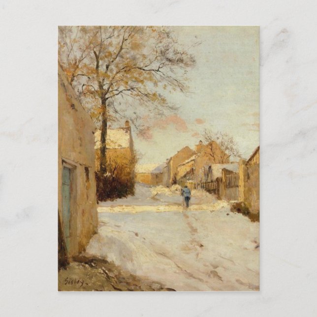 Eine Villagasse im Winter von Alfred Sisley Postkarte (Vorderseite)