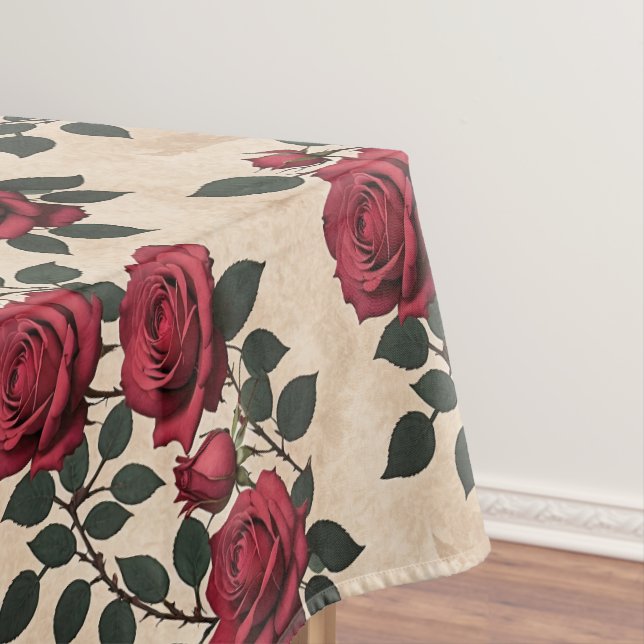 Eine Vintage Crimson Roses  Tischdecke (Beispiel)