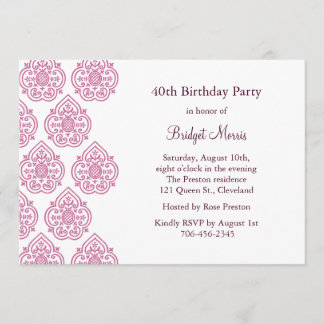 Eine Vintage Damask zum Geburtstag Einladung