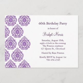 Eine Vintage Damast-Geburtstags-Einladung Einladung