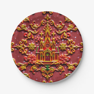 Eine VINTAGE KIRCHE ~ Niedlich ~ Pappteller