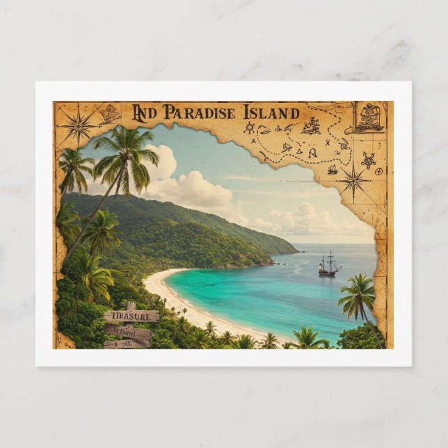 Eine Vintage Postkarte einer versteckten Paradiesi (Vorderseite)