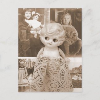 Eine Vintage-Puppen-Affäre Postkarte