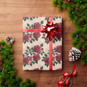 Eine Vintage-Rote Rosen Geschenkpapier
