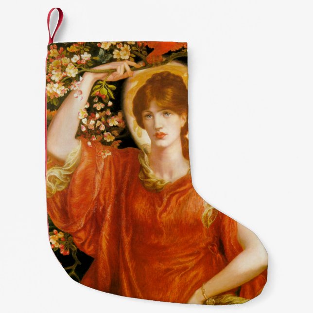 Eine Vision von Fiametta (Rothaarfrau) (Rosetti) Kleiner Weihnachtsstrumpf (Vorderseite)