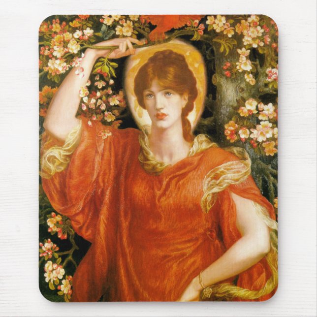 Eine Vision von Fiametta (Rothaarfrau) (Rosetti) Mousepad (Vorne)