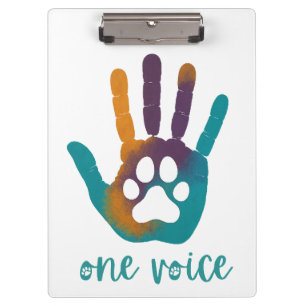 Eine Voice Paw Print-Zwischenablage Klemmbrett