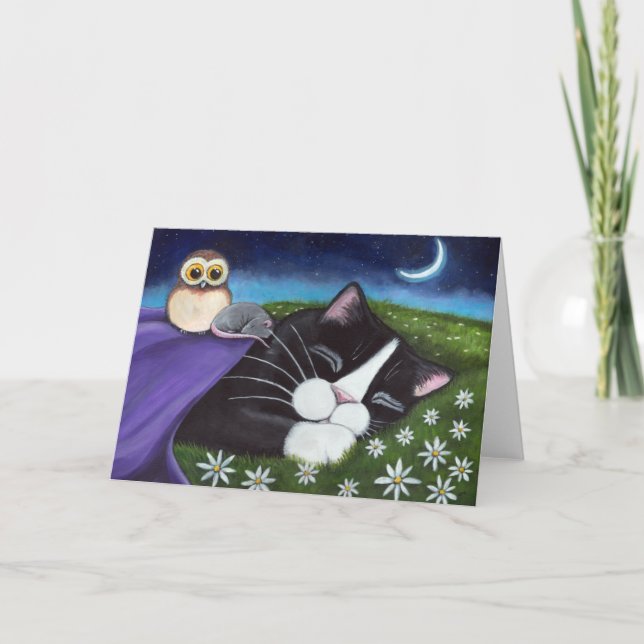 Eine wachsame Fantasie-Katzen-Kunst des Augen-| Karte (Vorderseite)