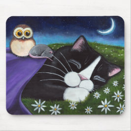 Eine wachsame Fantasie-Smokings-Katzen-Kunst des Mousepad