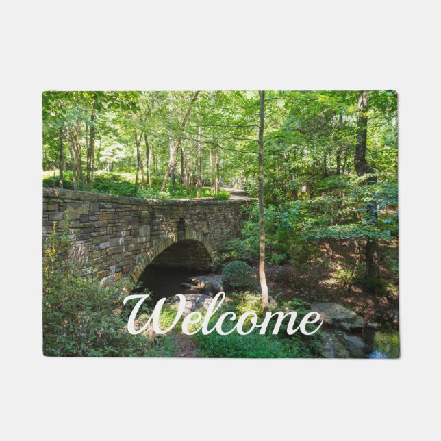 Eine Wald-Walkway-Brücke Willkommen vor der Tür Fußmatte (Vorderseite)