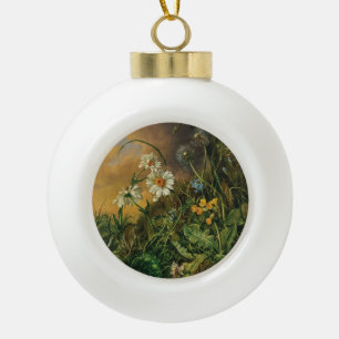 Eine Waldfläche mit Daisies, Primrosen, ... Keramik Kugel-Ornament