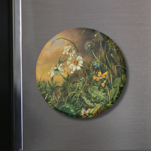 Eine Waldfläche mit Daisies, Primrosen, ... Magnet