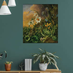 Eine Waldfläche mit Daisies, Primrosen, ... Poster