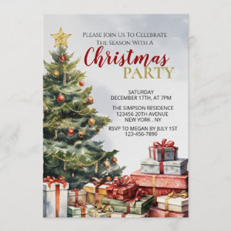 Eine warme und festliche Aquarell-Weihnachtseinlad Einladung