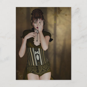 Eine wartende Frau: Digitale Porträt-Gotik-Art-Kar Postkarte
