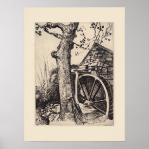 Eine Wassermühle Cornwall Eleanor Hughes Nachdruck Poster