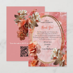 Eine weiche 2024-Farbe der Peach Fuzz Blume RSVP Karte