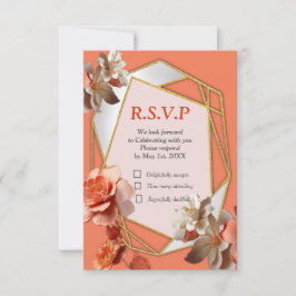 Eine weiche, rosa Farbe namens Peach Fuzz Blume RSVP Karte