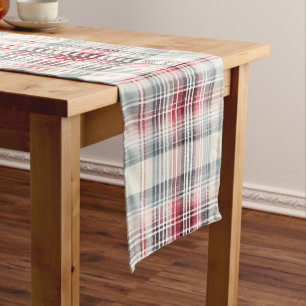 Eine Weihnachts-Tartan-Blumen-Design-Serie #24 Großer Tischläufer